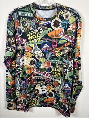Burton Midweight Crew Base Layer Shirt Men’s XS Logo Print Snowboard